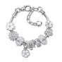 Alloy Bracelet with Rhinestone, Glass Beads & White Magnolia Pendant(21cm) V1132-NSSL105-21