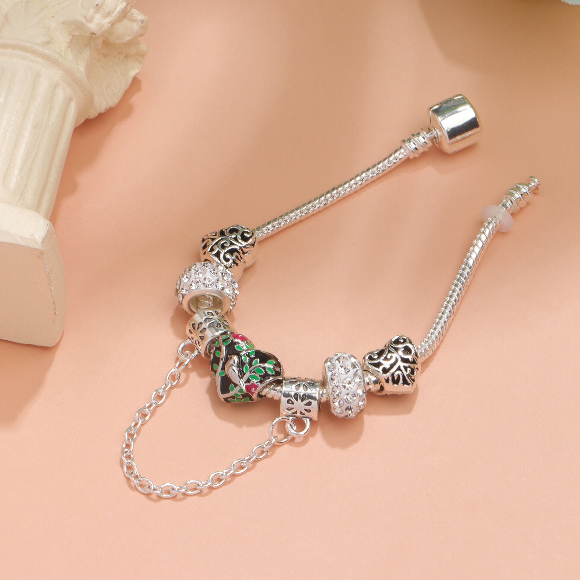Love Bird Drip Oil Bracelet(17cm) V1132-NSSL11-17