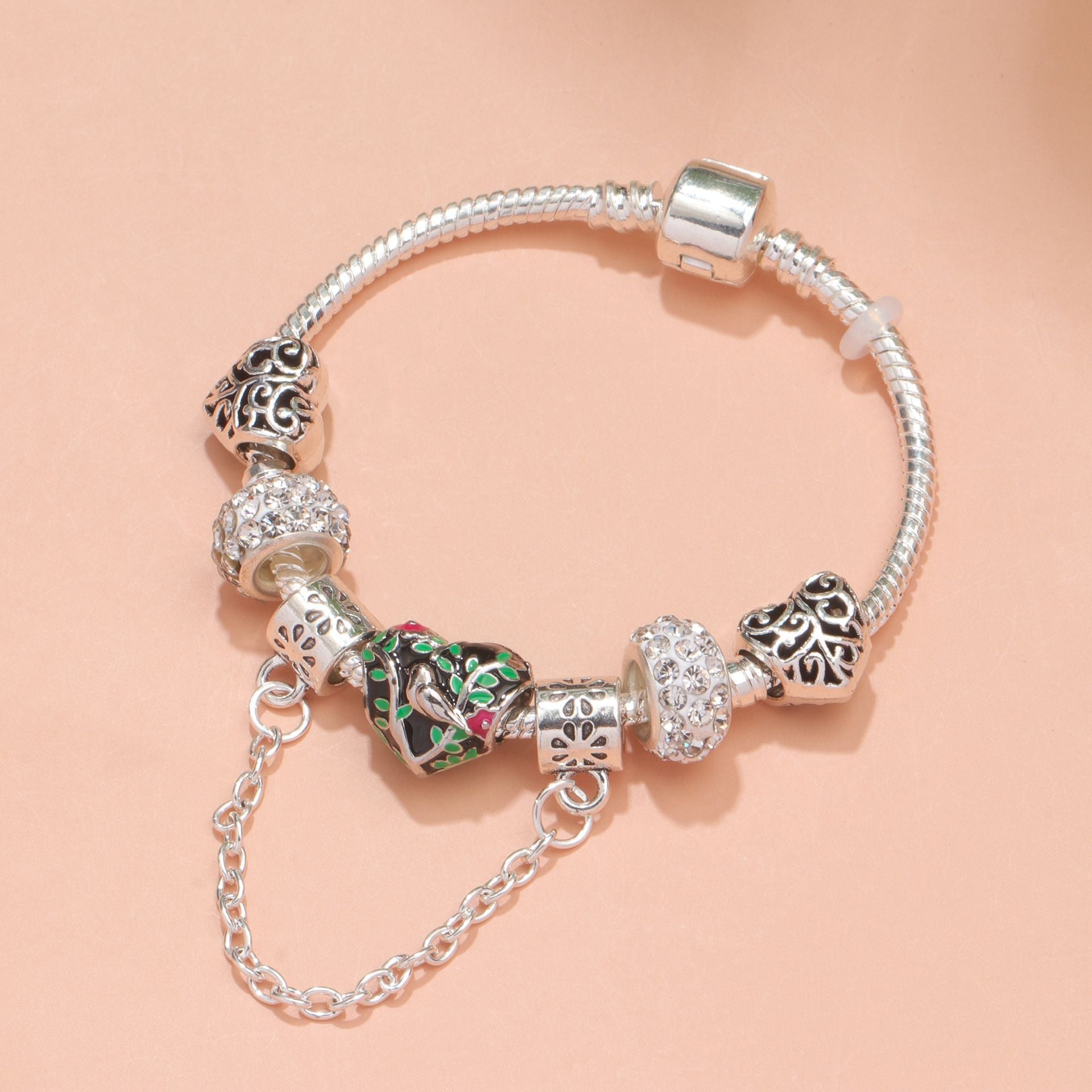 Love Bird Drip Oil Bracelet(18cm) V1132-NSSL11-18