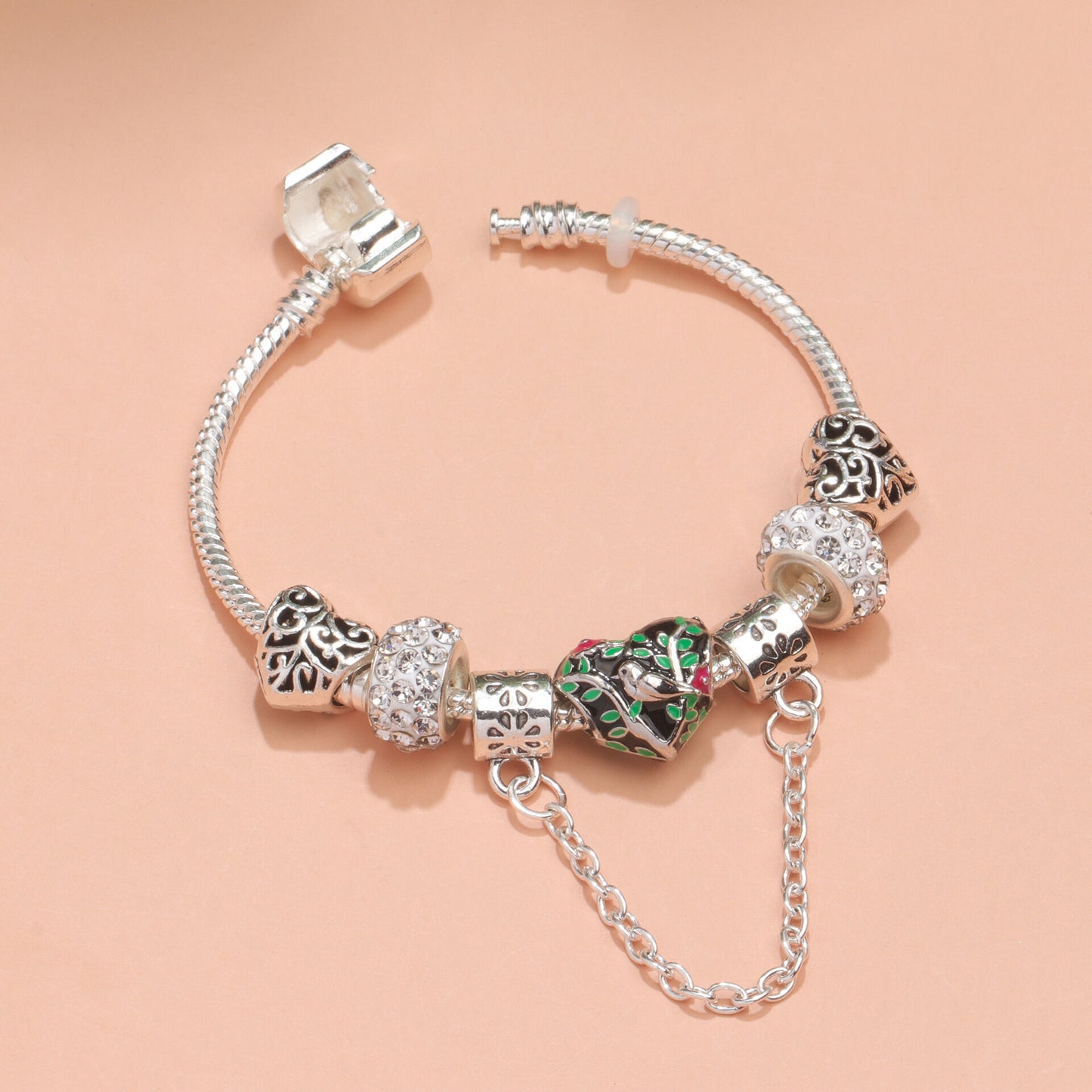 Love Bird Drip Oil Bracelet(19cm) V1132-NSSL11-19