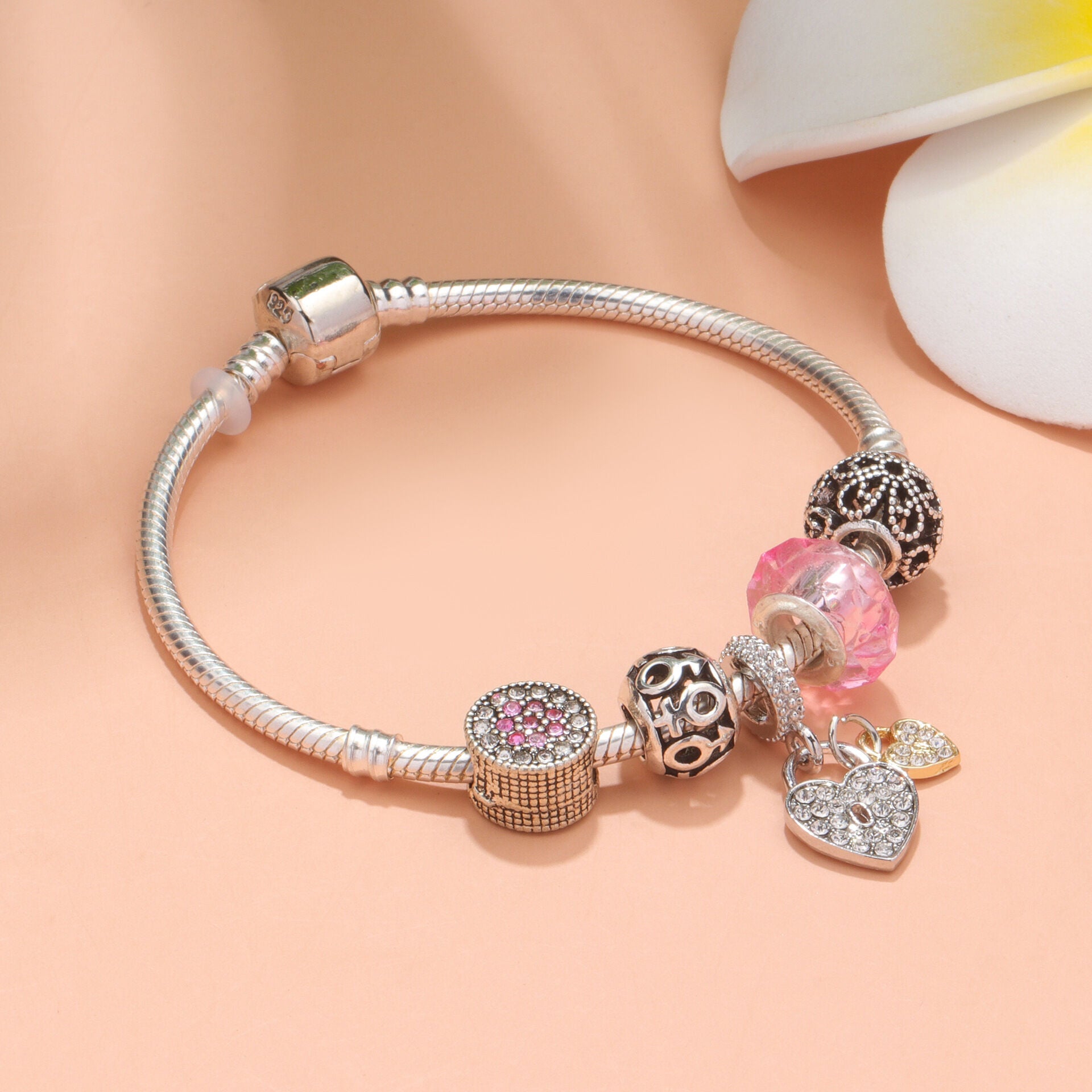 Rose Gold Petal Zircon Bracelet(19cm) V1132-NSSL12-19