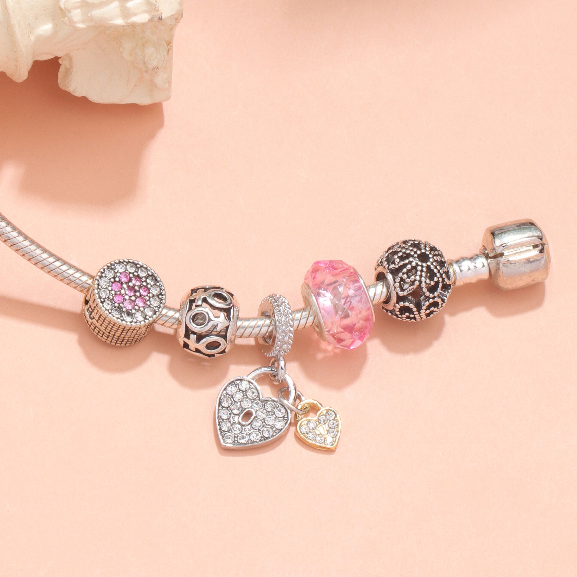 Rose Gold Petal Zircon Bracelet(20cm) V1132-NSSL12-20