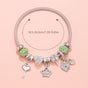 Charm Bracelet with Heart, Four-Leaf Clover & Rhinestone Beads(green) V1132-NSSL15-GREEN