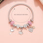 Charm Bracelet with Heart, Four-Leaf Clover & Rhinestone Beads(pink) V1132-NSSL15-PINK