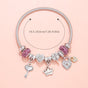 Charm Bracelet with Heart, Four-Leaf Clover & Rhinestone Beads(purple) V1132-NSSL15-PURPLE