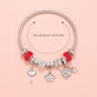 Charm Bracelet with Heart, Four-Leaf Clover & Rhinestone Beads(red) V1132-NSSL15-RED