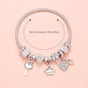 Charm Bracelet with Heart, Four-Leaf Clover & Rhinestone Beads(silver) V1132-NSSL15-SILVER