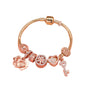 Crystal-studded Hollow Heart Key Tree of Life Bracelet(rose gold,19cm) V1132-NSSL18-ROSE GOLD-19