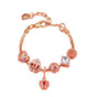 Hollow-out Rhinestone Heart Flower Charm Bracelet(rose gold,20cm) V1132-NSSL19-ROSE GOLD-20