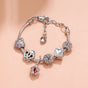 Hollow-out Rhinestone Heart Flower Charm Bracelet(Silver,20cm) V1132-NSSL19-SILVER-20