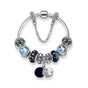 Blue Starry Sky Charm Bracelet with Moon & Star Pendant(20cm) V1132-NSSL2-20
