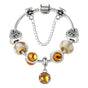 Yellow Zircon Heart Glass Beaded Bracelet with Rhinestones(19cm) V1132-NSSL22-19