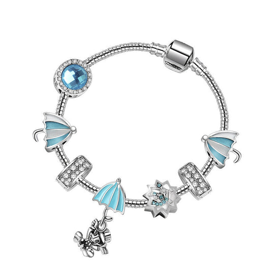 Anime Character Colorful Umbrella Alloy Charm Bracelet with Rhinestones(20cm) V1132-NSSL24-20