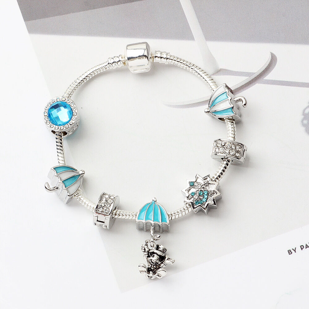 Anime Character Colorful Umbrella Alloy Charm Bracelet with Rhinestones(20cm) V1132-NSSL24-20