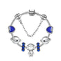 Sci-Fi Universe Spaceship Robot Blue Heart Beaded Bracelet with Rhinestones(18cm) V1132-NSSL26-18