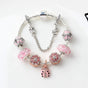 Spring Blossom Charm Bracelet with Flower Beads(18cm) V1132-NSSL30-18
