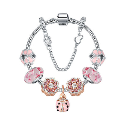 Spring Blossom Charm Bracelet with Flower Beads(20cm) V1132-NSSL30-20