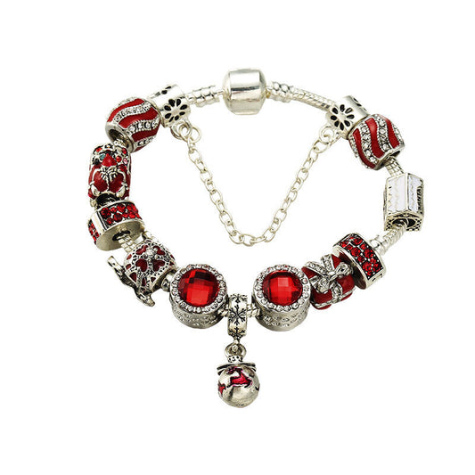 Vintage Silver-Plated Zircon Beaded Bracelet(19cm) V1132-NSSL35-19