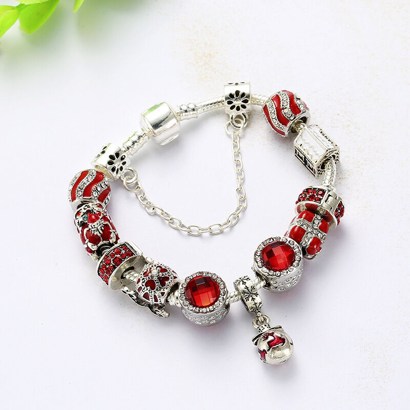 Vintage Silver-Plated Zircon Beaded Bracelet(20cm) V1132-NSSL35-20