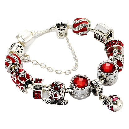 Vintage Silver-Plated Zircon Beaded Bracelet(20cm) V1132-NSSL35-20