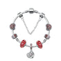 Red Zircon Beaded Christmas Tree Pendant Alloy Bracelet(20cm) V1132-NSSL36-20