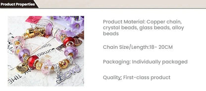 Love-Themed Beaded Bracelet with Crystal & Letter Pendant(19cm) V1132-NSSL38-19