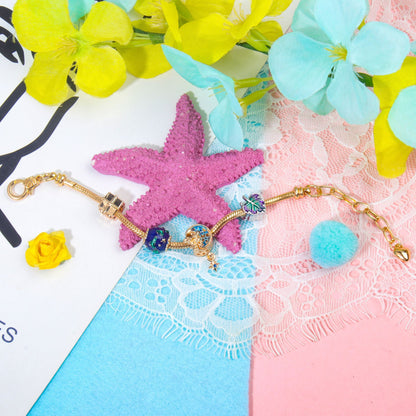 Colorful Leaf Moon Star Pendant Versatile Gold Bracelet(16cm) V1132-NSSL42-16