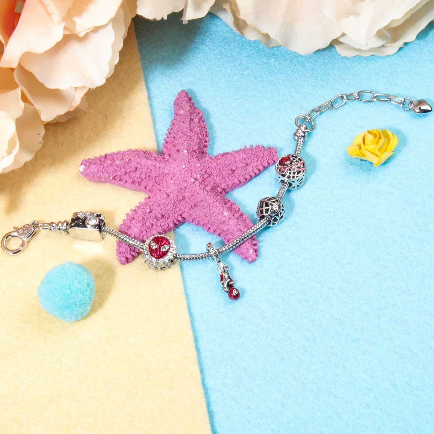 Cartoon Punk Spider-Man Themed Rhinestone Bracele(20cm) V1132-NSSL45-20