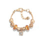 Golden Heart Zircon Hollow Bead Bracelet with Rhinestone Pendant(19cm) V1132-NSSL47-19
