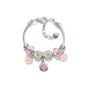 Chic Pink Crystal Beaded Bracelet with Magnolia & Star Pendant(21cm) V1132-NSSL48-21