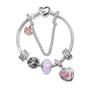 Heart Charm Beaded Bracelet with Crystals(17cm) V1132-NSSL55-17