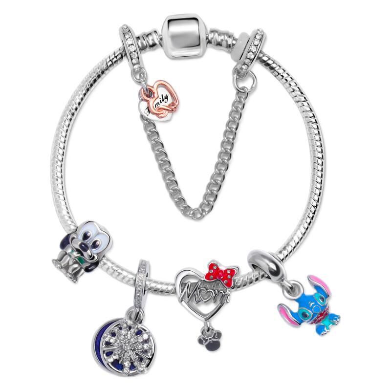 Cartoon Dog Beaded Heart Pendant DIY Bracele(17cm) V1132-NSSL58-17