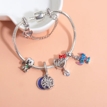 Cartoon Dog Beaded Heart Pendant DIY Bracele(17cm) V1132-NSSL58-17