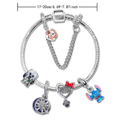 Cartoon Dog Beaded Heart Pendant DIY Bracele(20cm) V1132-NSSL58-20