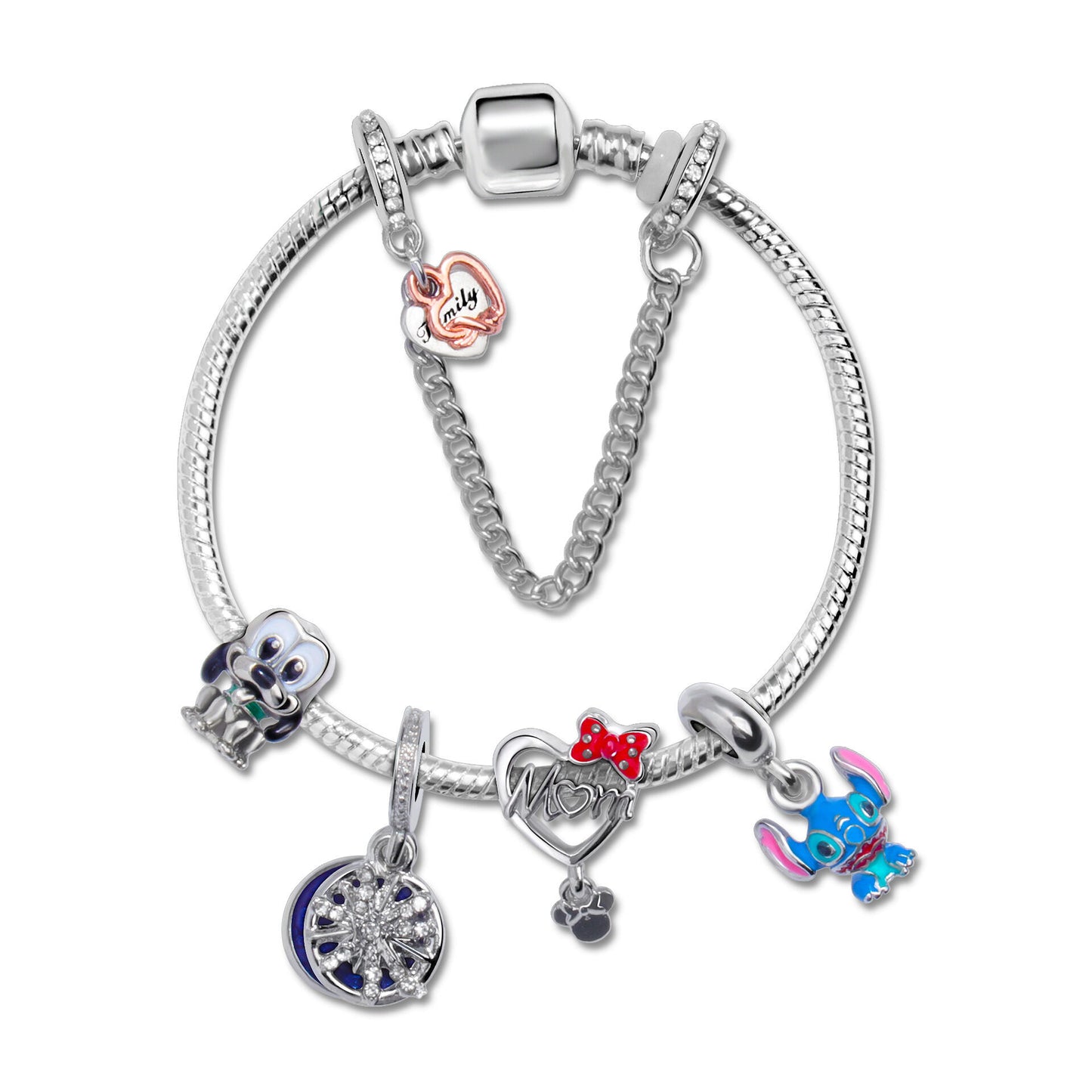 Cartoon Dog Beaded Heart Pendant DIY Bracele(20cm) V1132-NSSL58-20