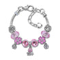 Romantic Floral Big Glass Bead Petal Pendant DIY Bracelet(pink-17cm) V1132-NSSL59-PINK-17