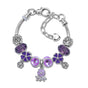 Romantic Floral Big Glass Bead Petal Pendant DIY Bracelet(purple-20cm) V1132-NSSL59-PURPLE-20