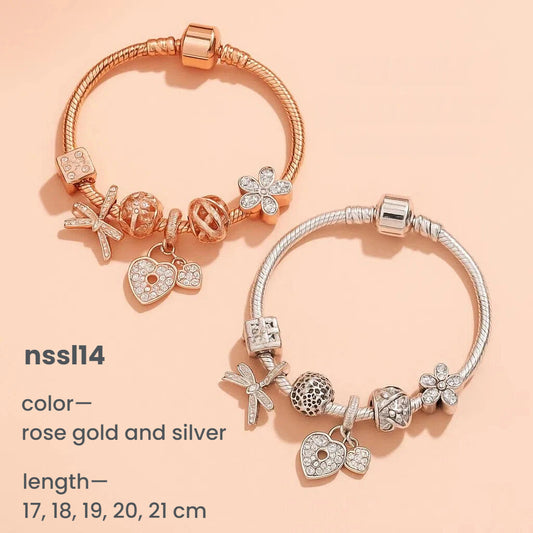 10 Styles Charm Bracelets Set: Colorful Alloy & Glass Beaded Bracelets,Buy 3 for Better Price(triple) V1132-NSSL6-TRIPLE