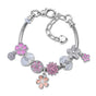 Chic Camellia Bead Charm DIY Bracelet with Crystal(pink flower-19cm) V1132-NSSL60-PINK FLOWER-19