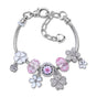 Chic Camellia Bead Charm DIY Bracelet with Crystal(white flower-17cm) V1132-NSSL60-WHITE FLOWER-17