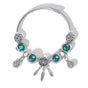 Luxury Light Green Emerald Crystal Hollow Heart Beaded DIY Bracelet(18cm) V1132-NSSL71-18