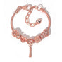 Rose Gold Hollow Carved Heart Bead Tassel Bracelet(16cm) V1132-NSSL73-16