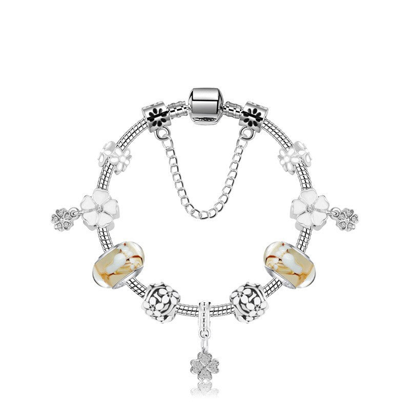 Clover Pendant Bracelet: Alloy, Zircon & Resin with Bright, Sweet Style(20cm) V1132-NSSL85-20