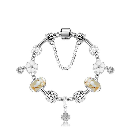 Clover Pendant Bracelet: Alloy, Zircon & Resin with Bright, Sweet Style(21cm) V1132-NSSL85-21