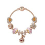 Gold Snake Pendant Bracelet: Rhinestone Resin, Zircon Butterfly & Beads(17cm) V1132-NSSL89-17
