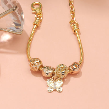 Hollow Beads Butterfly Heart Charm Bracele(yellow,19cm) V1132-NSSL9-YELLOW-19