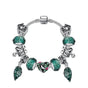 Boho Vintage Mandarin Duck Bracelet: Emerald Glass Beads(19cm) V1132-NSSL90-19