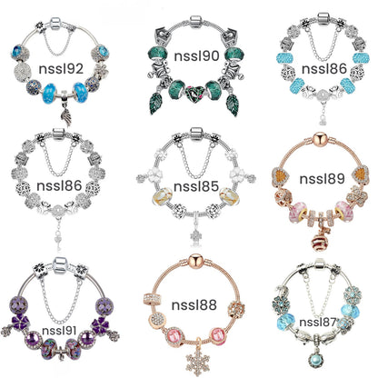 Sparkling Beaded Bracelet: Crystal/Zircon+Wing Pendant(18cm) V1132-NSSL92-18