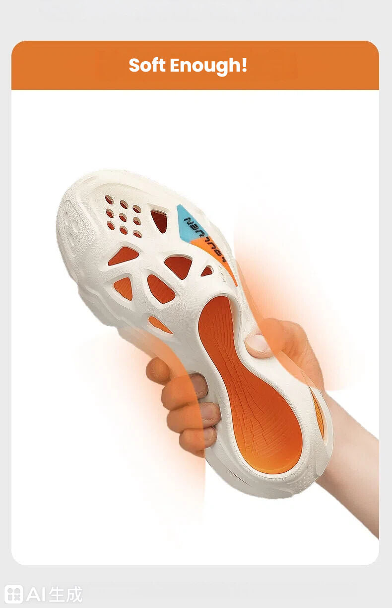 Men's Summer EVA Crocs with 3 Color Options - Breathable, Non-Slip, Comfortable Beach & Casual V1132-NSTTX1-WHITE-BLACK-42-43