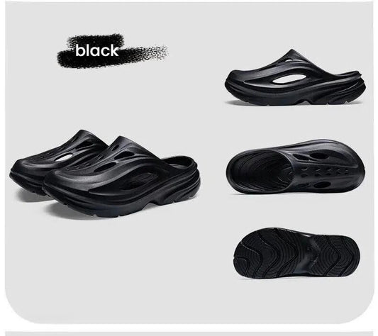 Men's Summer EVA Crocs with 3 Color Options - Breathable, Non-Slip, Comfortable Beach & Casual V1132-NSTTX2-BLACK-39-40